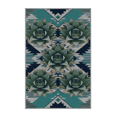  Tapis lavable Agave Plant Southwestern