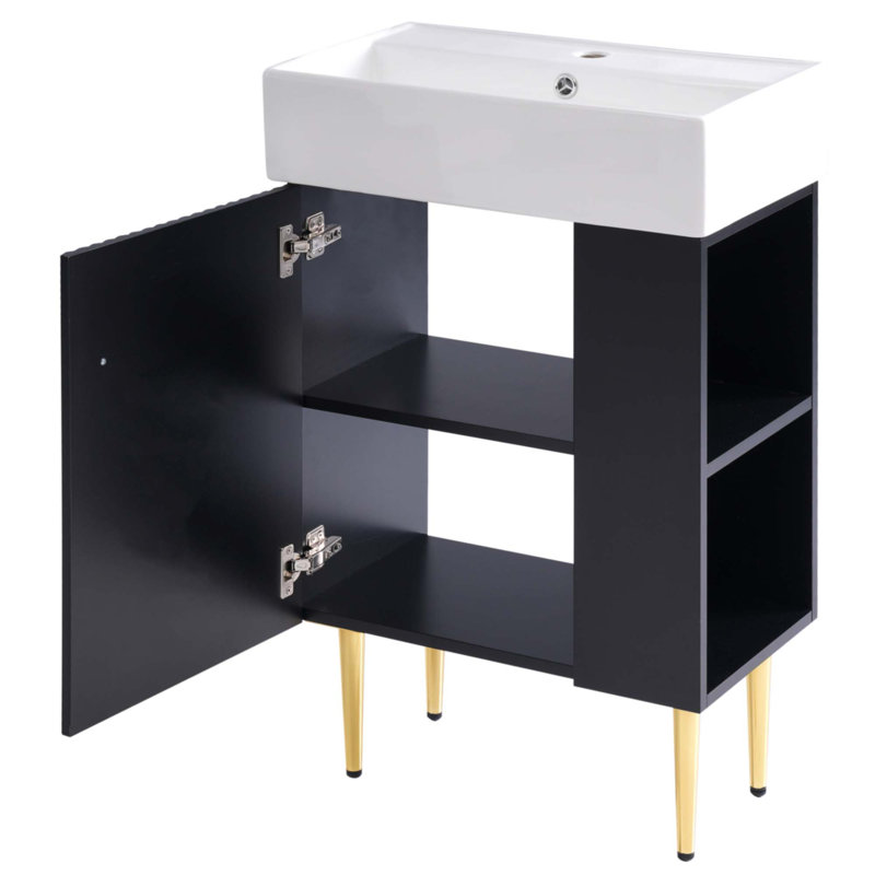 Meuble-lavabo noir 21,6 po, Noir