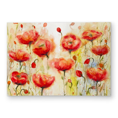 Red Flowers Garden Outdoor Area Rug | Floral Home Decor