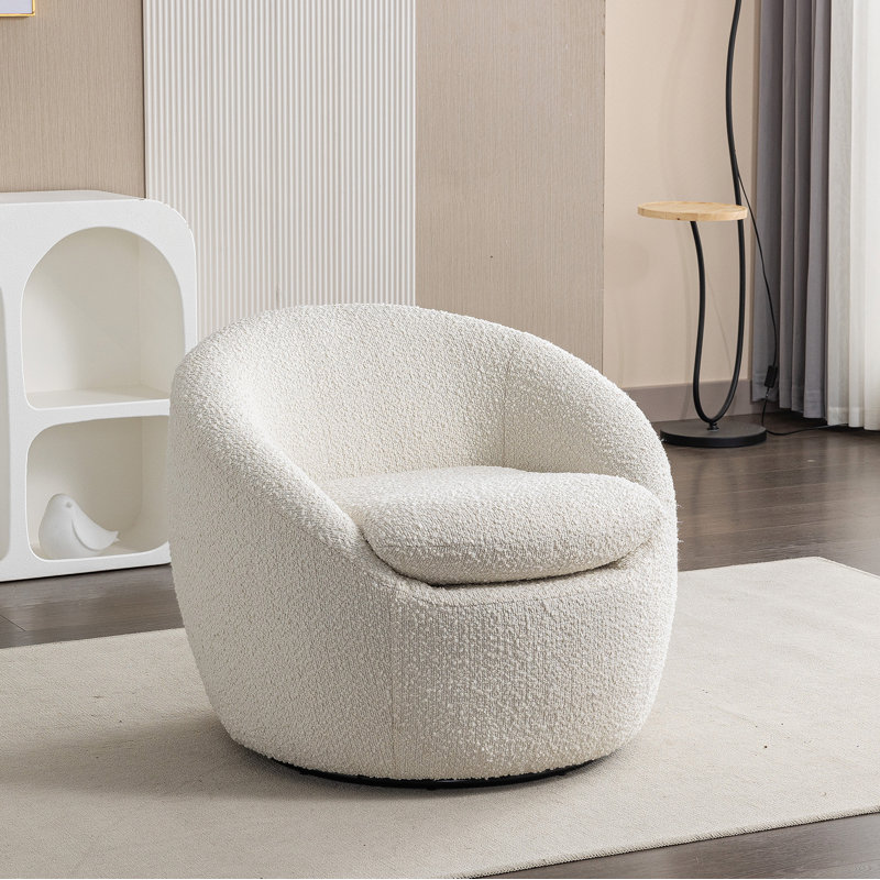 Chaise de baril pivotant à 360 ° Modern, Boucle blanc