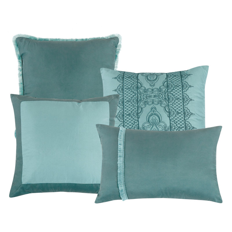  Ensemble d'édredon en microfibre 7 pièces Teal, Édredon de grande taille et 6 pièces supplément
