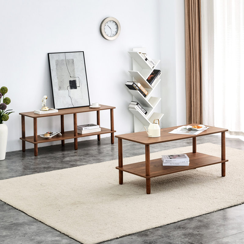 Coffee Table,Cocktail table,Living room table with Open Storage Shelf, Walnut Duplicate