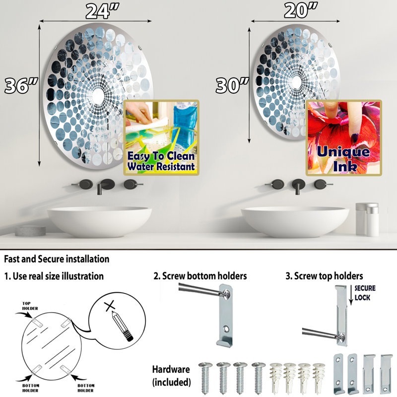 Miroir mural oval, 35,4 po x 23,6 po