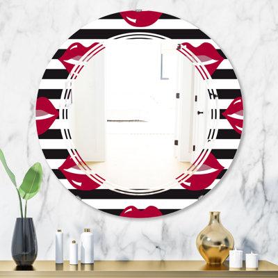 Miroir mural moderne sans cadre à motif de mode triple c lèvres
