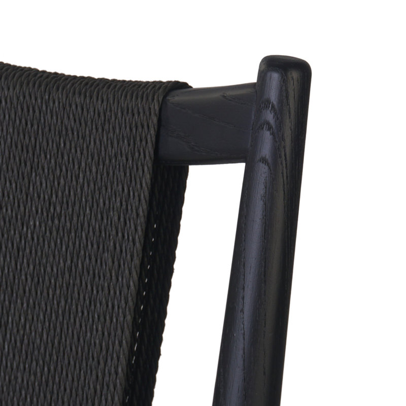 Haddon Stool-Black Rush-Counter, Black