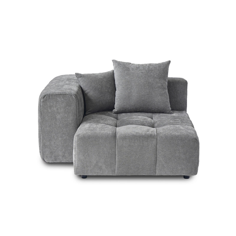 Chaise rembourrée en tissu de lin Kay, Gris clair
