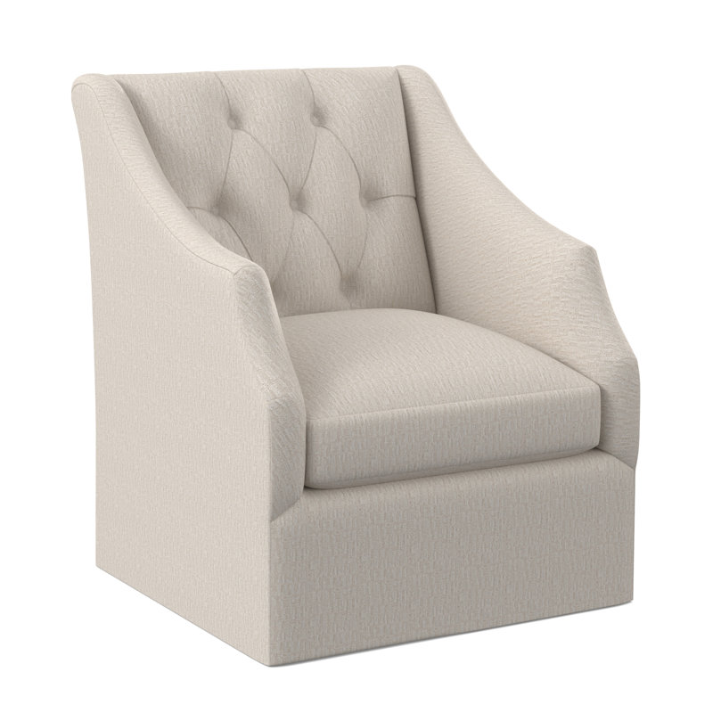 Chaise pivotante à dossier capitonné Claudette, Viscose brouillards blancs