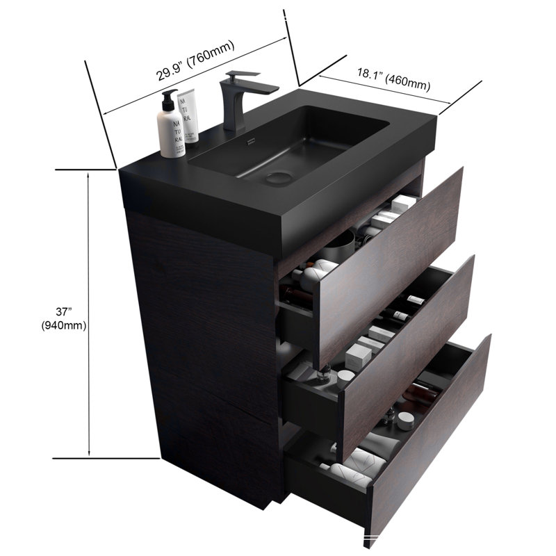 Meuble-lavabo autoportant avec grand lavabo et rangement