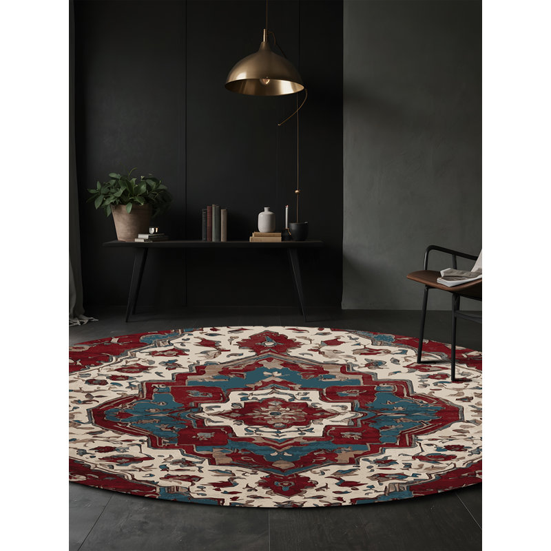 Tapis gris soyeux et moelleux, Rond 3 pi
