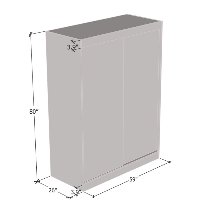 Armoire blanche avec miroir Aria, Blanc, H 80 po x l 59 po x P 25,5 po