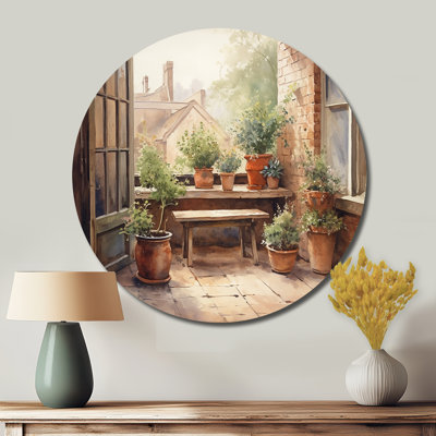 Cottage balcon jardin III - paysages ronds, art en métal