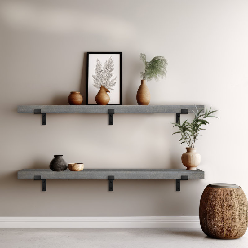 Emerald Lee 2 Piece Poplar Bracket Shelf, 2" H x 64" W x 8" D