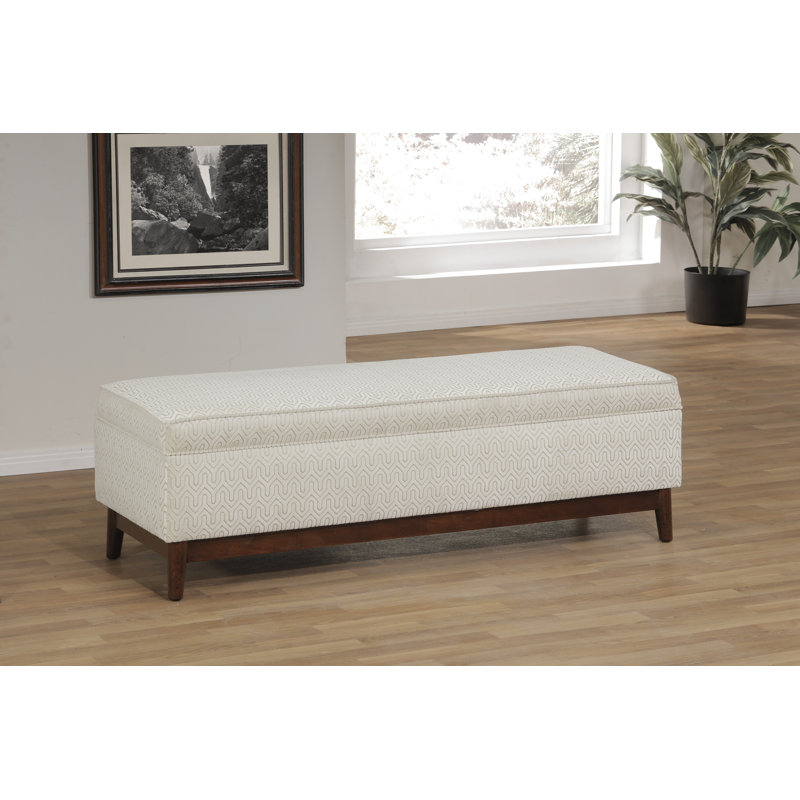 Gisbert Polyester Upholstered Storage Bench, Ivory/Taupe