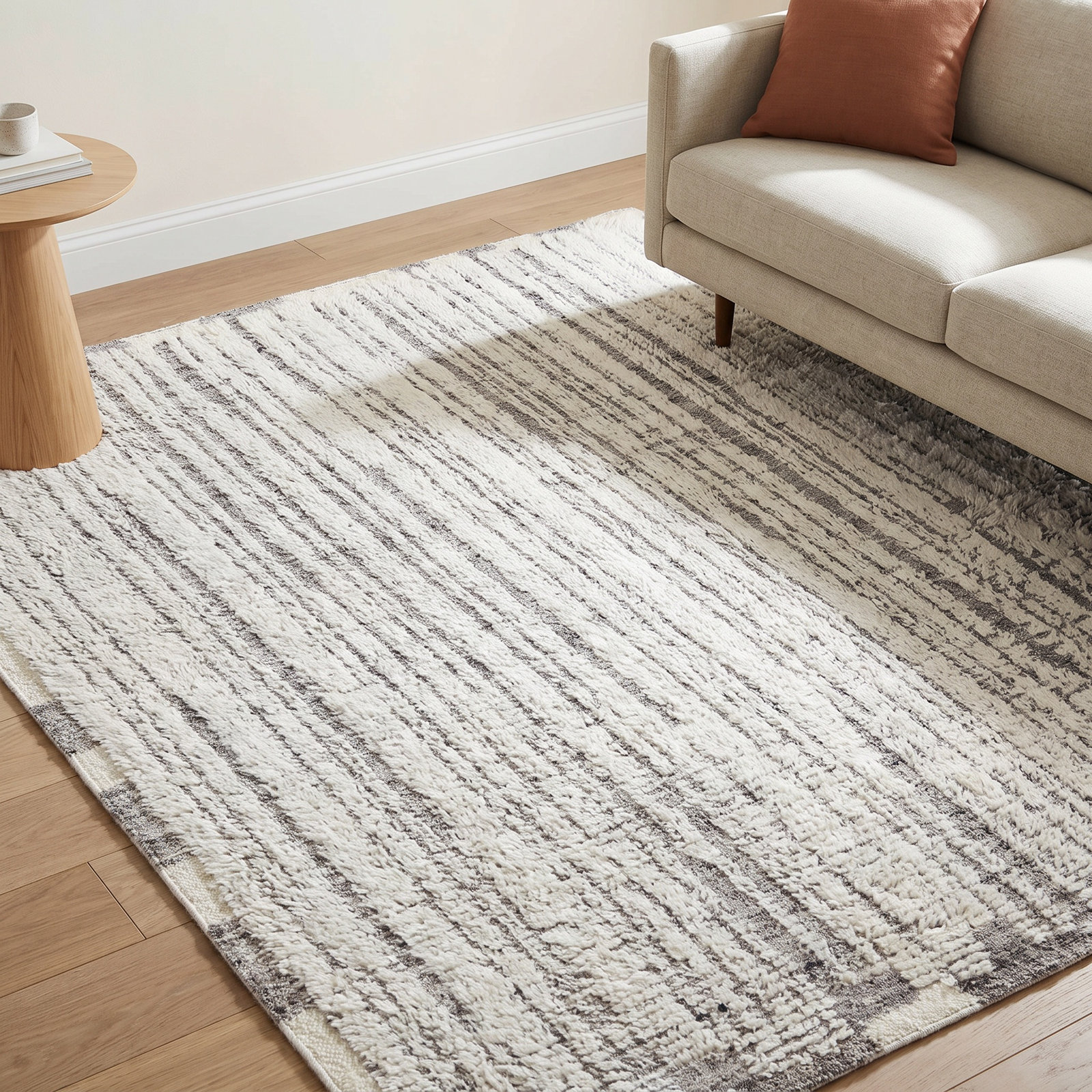 Jalaycia Hand-Woven Abstract Wool Rug, Rectangle 5'6" x 8'6"