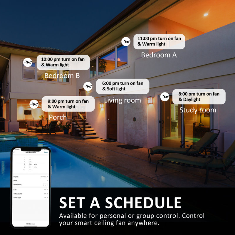 Smart Ceiling Fan With Remote, Light Kit, Works With Google Assistant And Amazon Alexa,Siri Shortcut., 48", Gray Oak
