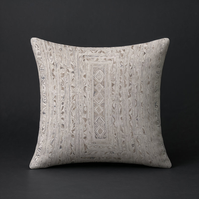 Coussin décoratif intérieur / extérieur gris Modern Modern, Carré 16 po, Gris géométrique 3
