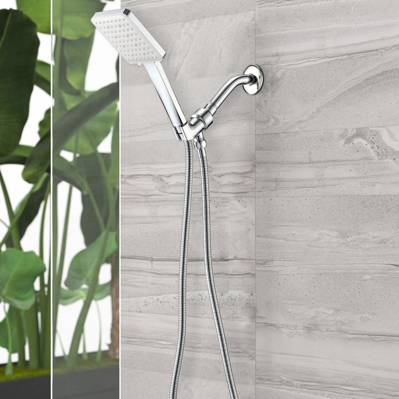 Robinet de douche à main avec 6 modes de jet, détachable, avec accoudoirs carrés, douche puissante, installation propre