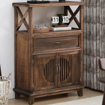 Retro Nut-Brown Solid Wood Sideboard