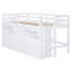 Lit mezzanine simple blanc avec 4 tiroirs, sous l'armoire et les tablettes - espace de sommeil relaxant et chambre à coucher moderne