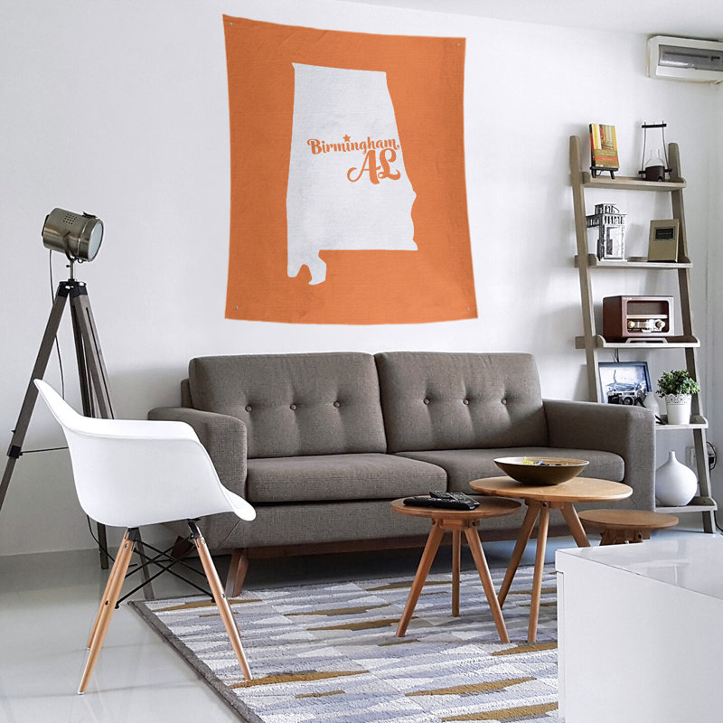 Tapisserie de Birmingham, Alabama, H 104 po x l 88 po, Orange