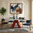 70.5" Modern Oval Marble Dining Table with Geometric Stainless Steel Pedestal Base