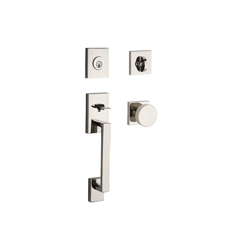 La Jolla Handleset with Single Cylinder Deadbolt and Door Knob and Rosette, Bright Nickel, Yes, Keyed Alike