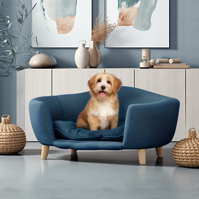 Jagger Corduroy Upholstered Dog Bed Sofa With Wooden Legs