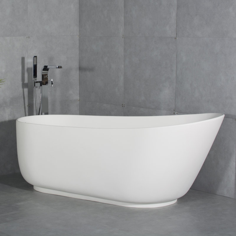 67-inch Solid Surface Soaking Bathtub with Overflow