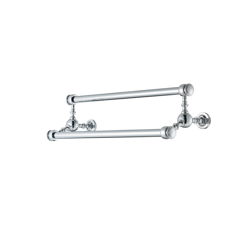 Double Wall Mounted Towel Bar, Polished Chrome