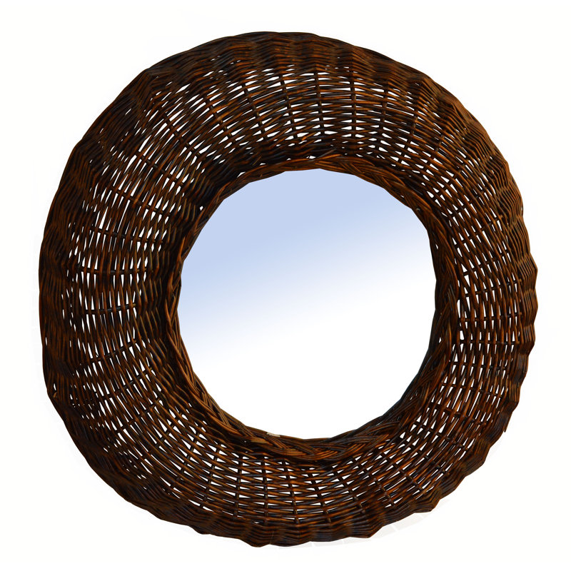 Dover Round Wall Mirror, Pickling Brown