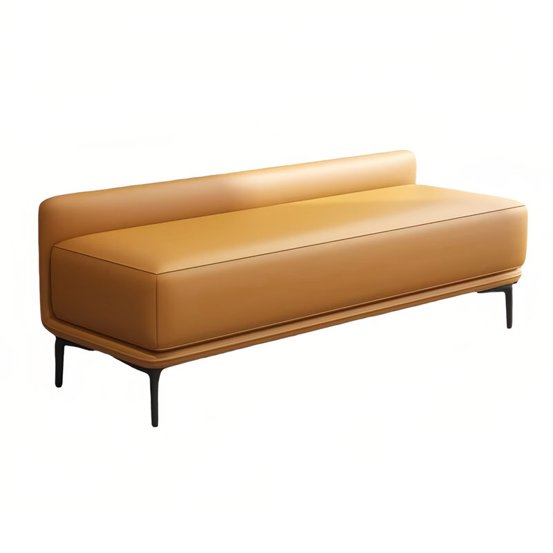 Genuine Leather Upholstered Bench, Orange, 19.68" H x 70.86" W x 18.11" D