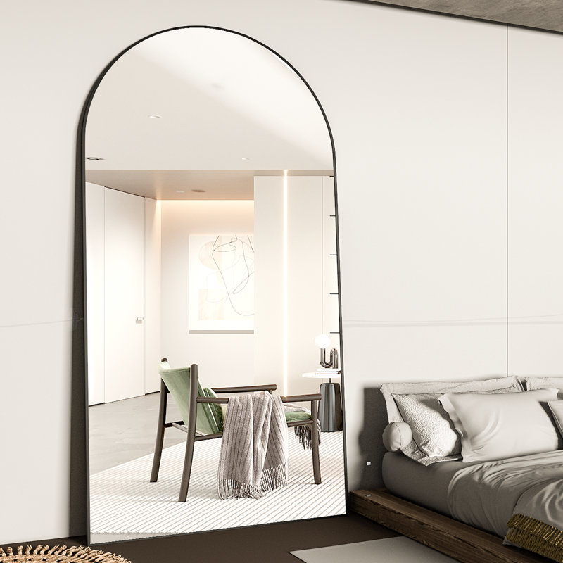 Carlyann Aluminium Framed Freestanding Full Length Mirror, 180 cm H × 80 cm W, Black