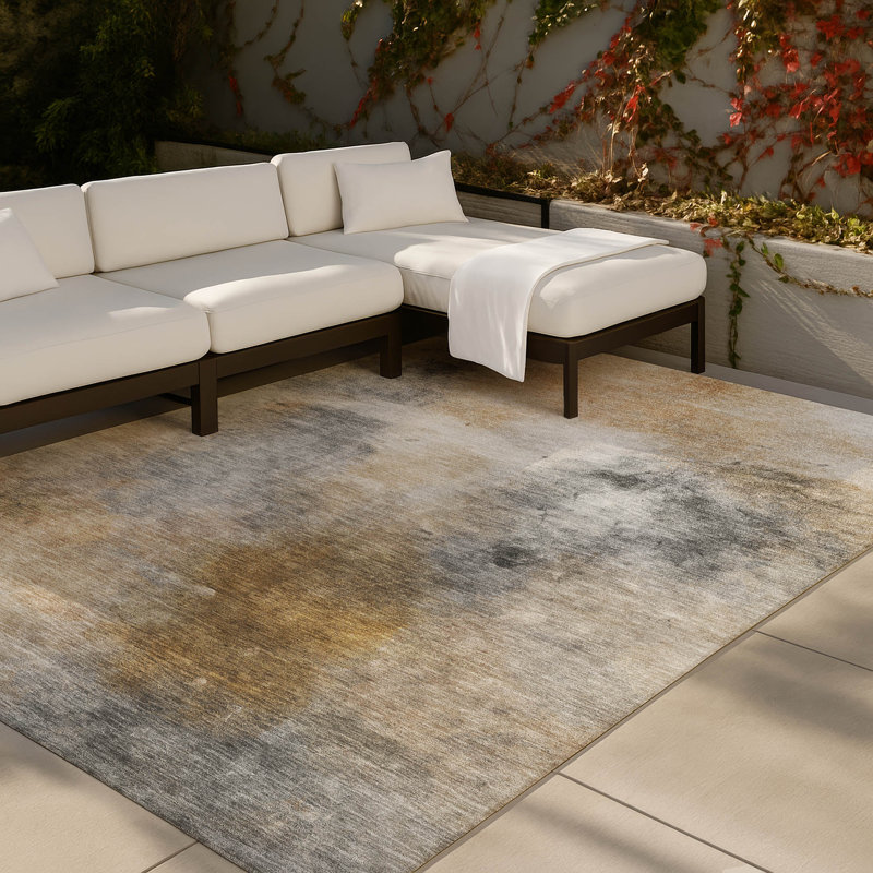 Machine Washable Indoor/Outdoor Chantille ACN2883 Abstract Rug, Gray, 9' x 12'