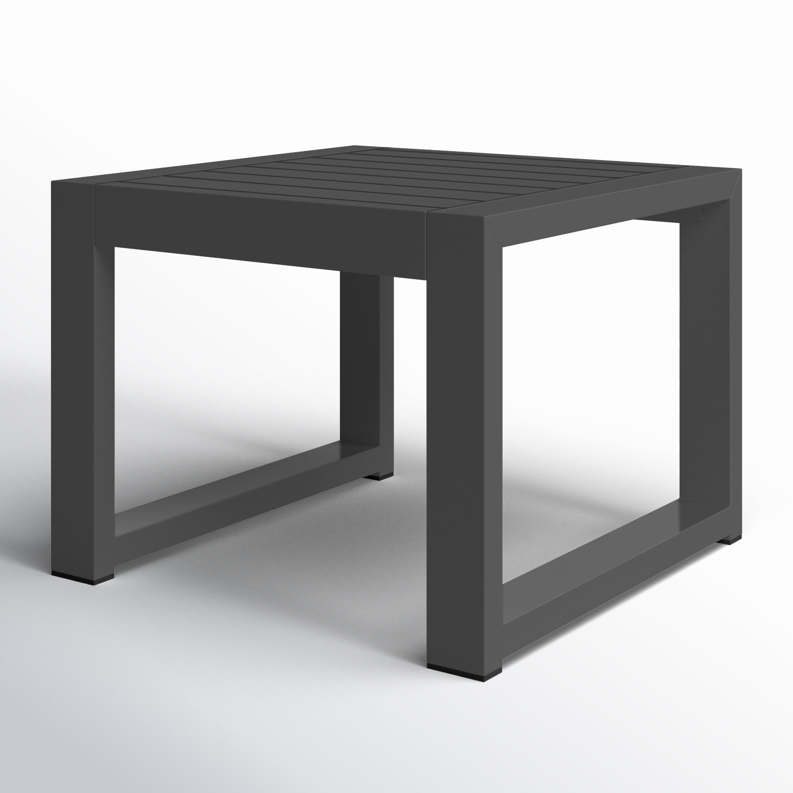Hoyt 20.48” Outdoor Aluminum End Table, Silver Gray