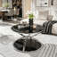 Table basse moderne en verre avec 2 niveaux et structure chromée-986637427-986637428