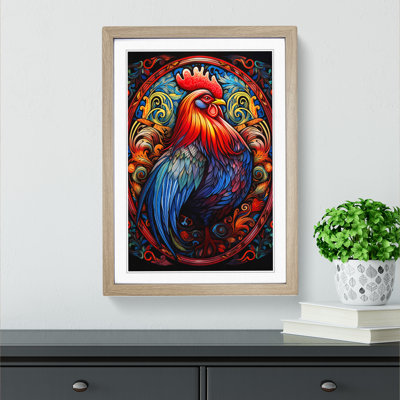 Rooster Symbolism - Single Picture Frame Print on Wood