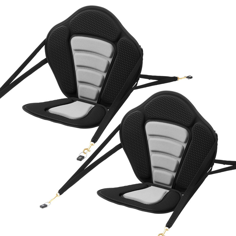 Siège de kayak, siège de planche à pagaie universel de 0,5 po d'épaisseur avec dossier, coussin rembourré souple avec sac de rangement et sangles réglables pour SUP, canot, bateau de pêche, kayak gonflable