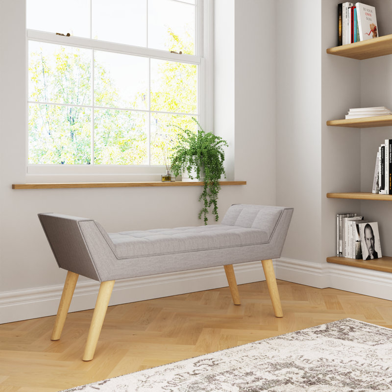 Cauley Upholstered Bench, Hopsack Grey