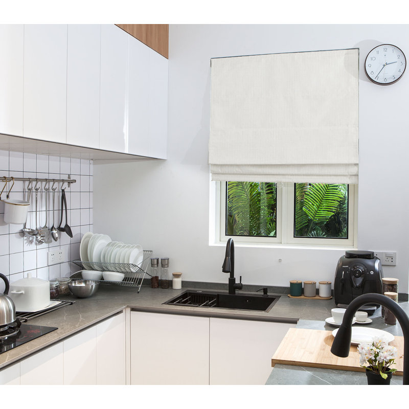 Store romain obscurcissant 100% sans cordon, Blanc perle, L 35 po x L 64 po