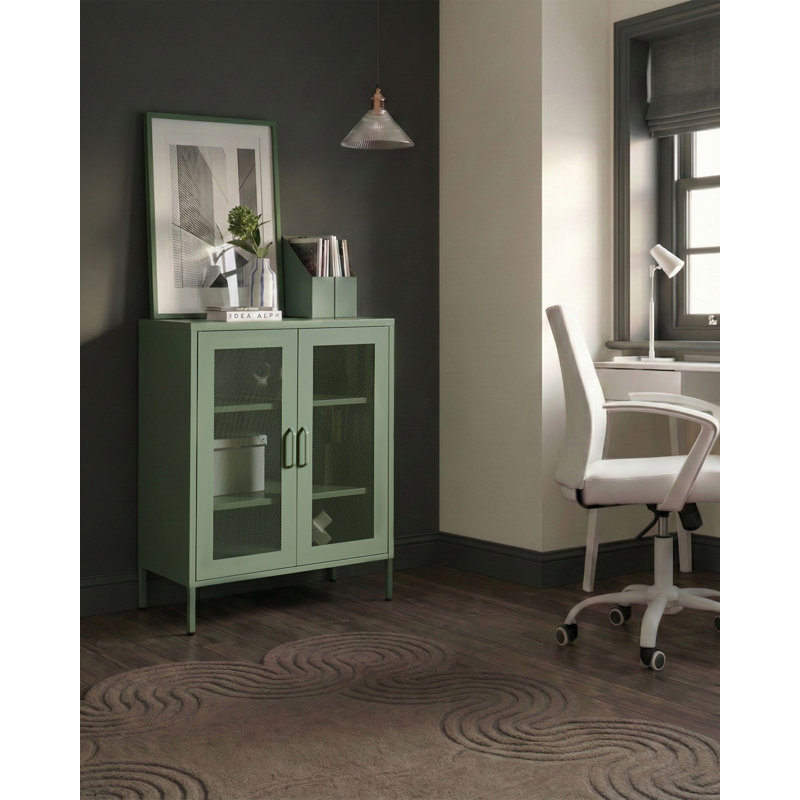 Steel 2 - Door Rectangle Accent Cabinet, Green