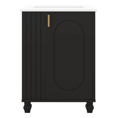 24-Inch Bathroom Vanity With Sink Combo, Free-Standing Single Storage Cabinet With Door Shelf, Side Open Storage, And Cabinet