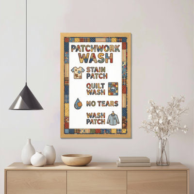 Patchwork Wash Stain Patch Quilt Wash No Tears Wash Patch Canvas Wrapped Wall Art Oil Painting Print Set Of 1
