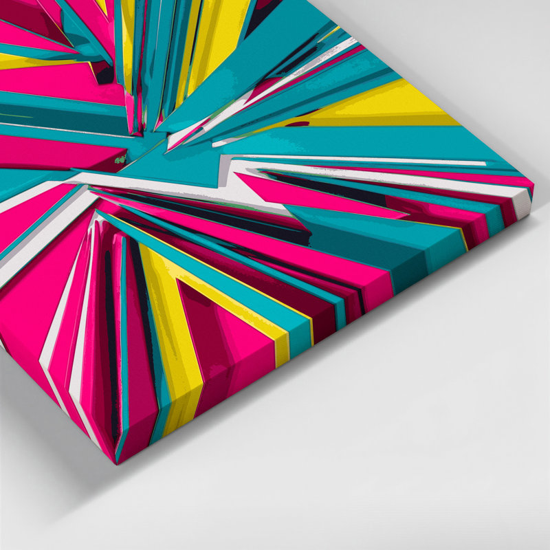 «Geometric Abstraction 82», art mural sur toile rose, H 16 po x l 16 po
