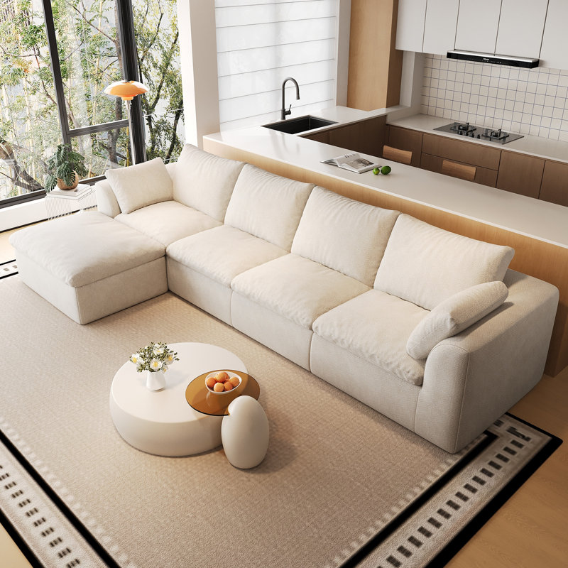 Canapé modulaire modulaire, L 137,9 po, Lin blanc