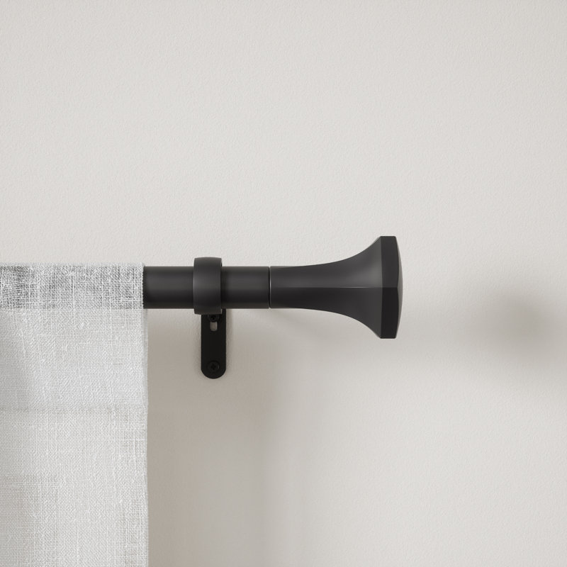 Sita Matte Black Adjustable Steel Curtain Rod 36-72 Inches