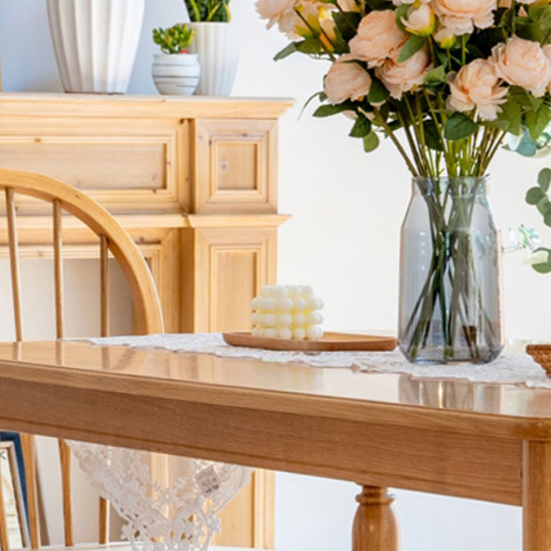 Solid wood oak dining table, 29.53”H x 78.74”L x 31.5”W