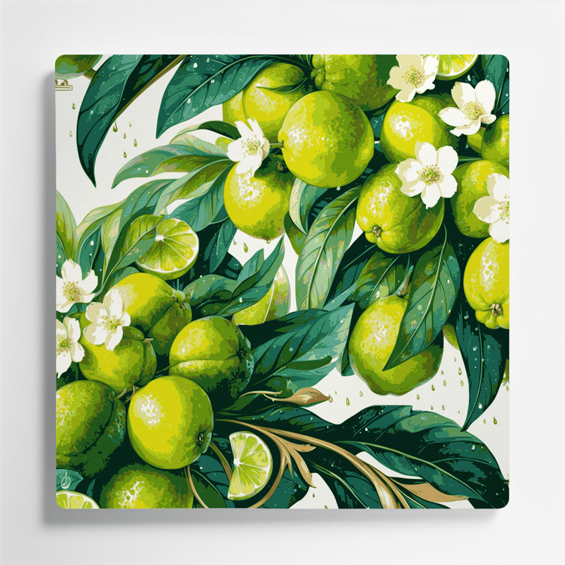 Fruit, lime vert persan, art mural en métal, H 12 po x l 12 po