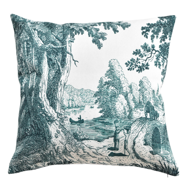 Coussin en toile Reverie - Azur et ivoire - 24 po x 24 po, 24 po x 24 po, Azur, ivoire