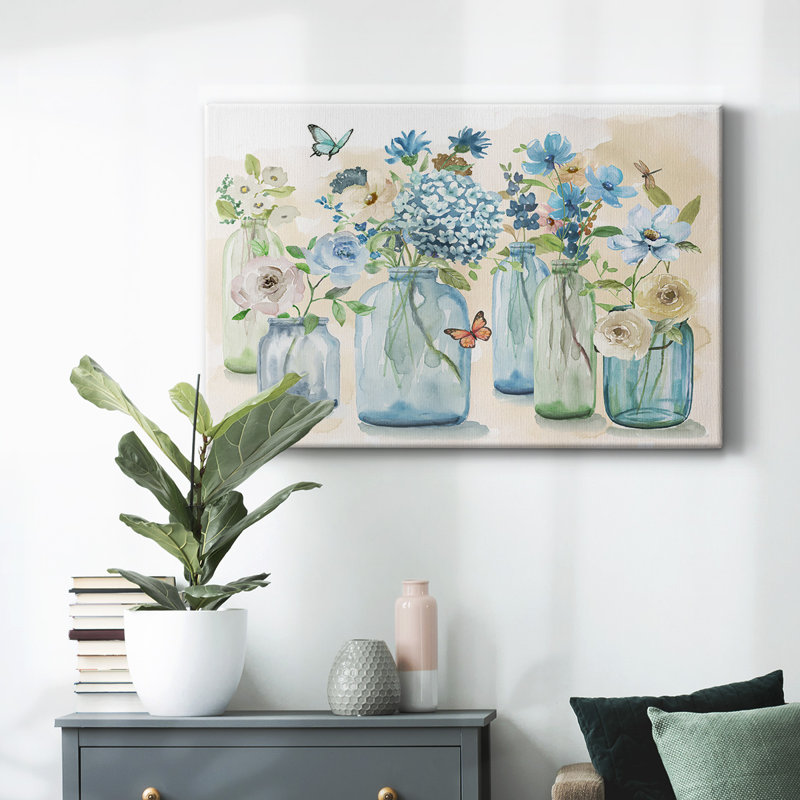 Toile tendue avec galerie Blue Butterfly Garden, H 8 po x l 12 po