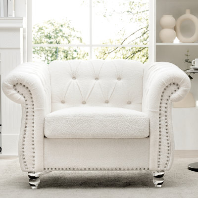 Canapé 1 place, conforme à la norme TB117, blanc, ressorts ensachés, dossier en mousse, profondeur 82,5 cm, hauteur 73,7 cm, revêtement en velours, structure en bois massif, hauteur sous plafond 32 cm